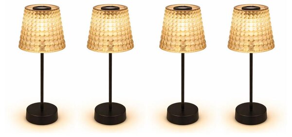 Set da 4 lampade solari a LED, lampade da tavolo, color fumo, H 29 cm