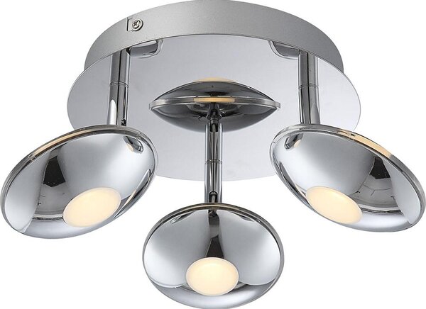 Lampada da soffitto a LED, 3 luci, cromata, finitura satinata, diametro 20 cm
