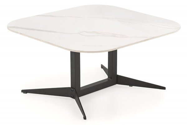 Tavolino da caffè Borna effetto marmo bianco/nero - L80 cm