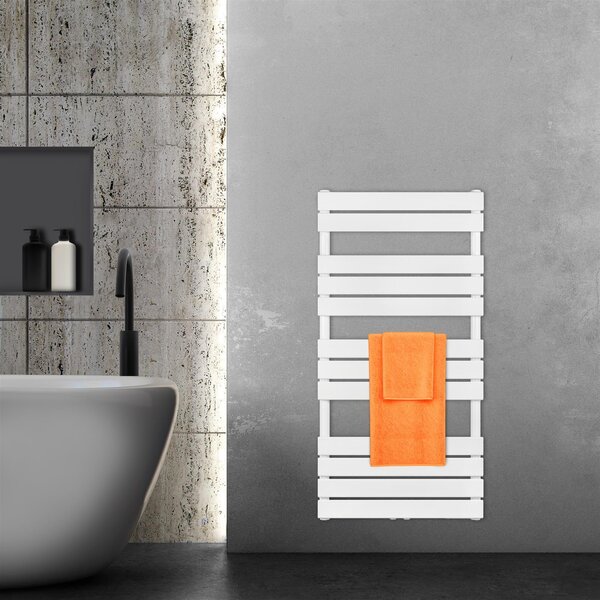 VILSTEIN radiatore da bagno, radiatore da bagno, radiatore per asciugamani attacco laterale e attacco centrale, radiatore da bagno a pannello piatto, radiatore per asciugamani a pannello, bianco, 703W, 120x60 cm