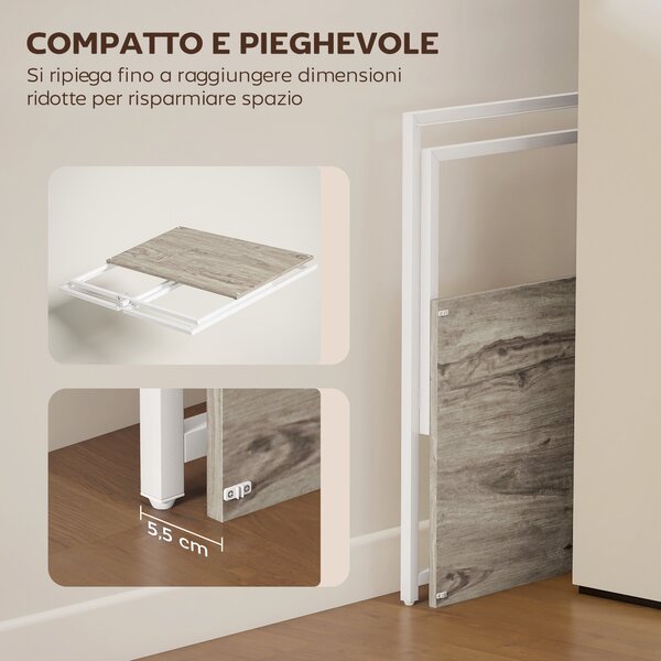 HOMCOM Scrivania Pieghevole Salvaspazio con Stand per Monitor Rimovibile, 100x48x87.5 cm, Legno | Aosom Italy