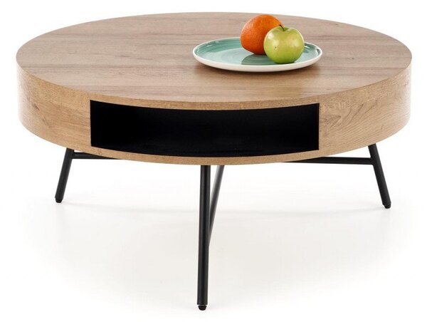 Tavolino da caffè Camila in rovere dorato/nero - ø80/h41 cm