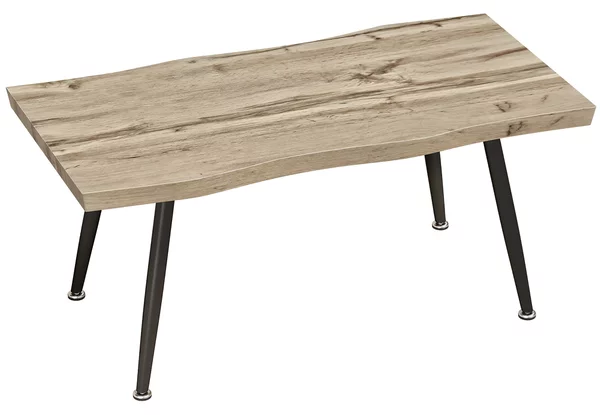 Tavolino da Caffè Stile Nordico 100x50x45 cm con Piedini Regolabili in Legno e Acciaio Nero e Rovere
