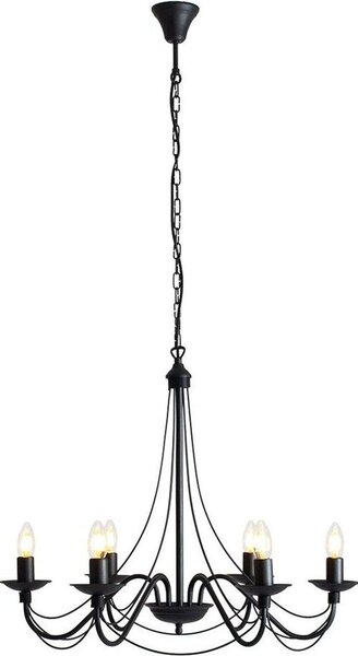 Lampada a sospensione in metallo E14 65 cm di larghezza H: max. 108 cm Lampada a sospensione classica rotonda nera