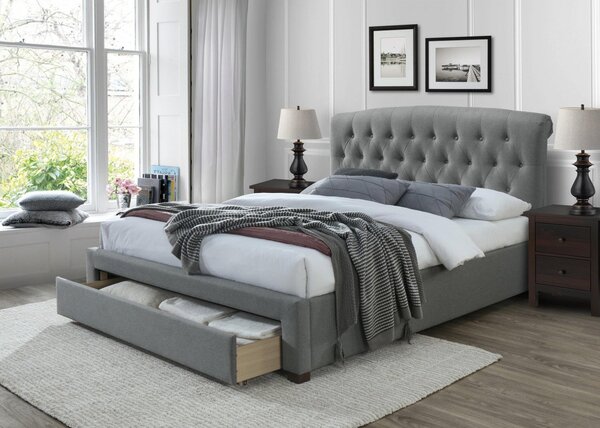 Letto Avanti in tessuto grigio - 160x200 cm