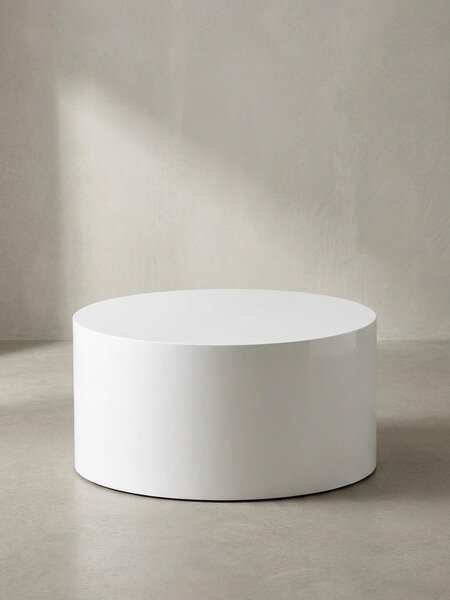 Tavolino MONOBLOC 60x60x30 cm bianco lucido, tavolo soggiorno design rotondo, tavolino divano semplice, tavolino moderno