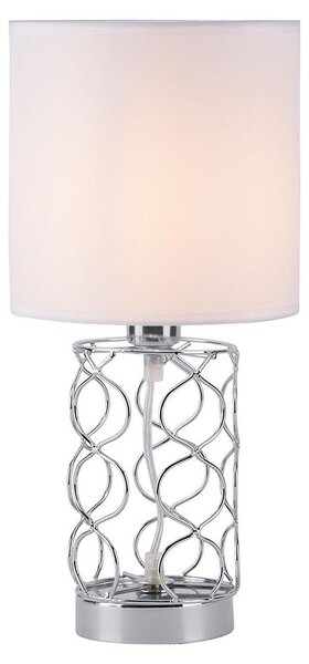 Lampada da tavolo, tessuto bianco, acciaio argentato, P 18 cm