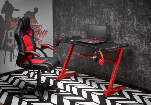 Scrivania B49 in nero/rosso - L122 cm