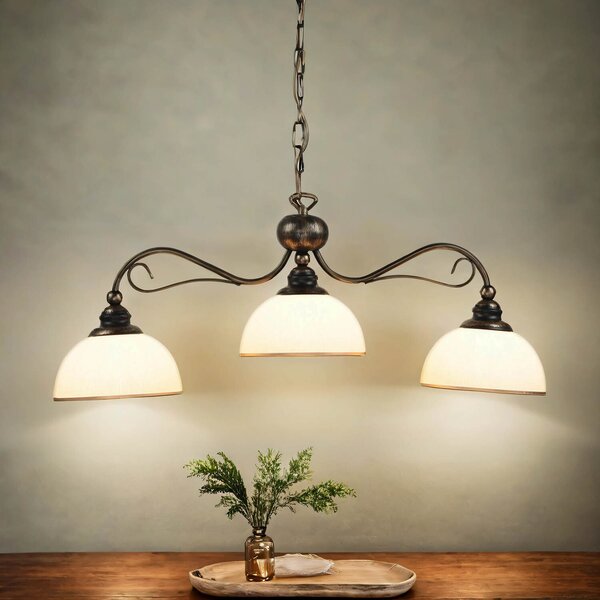 Lampada a sospensione metallo vetro elegante marrone antico 3 luci art nouveau E27 lampada a sospensione sala da pranzo soggiorno
