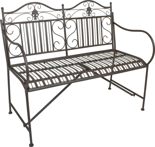 Panchina da giardino Mangan 950507, metallo nero-marrone, 106 cm