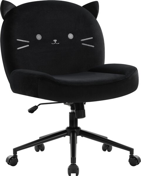 Sedia da ufficio IWMH senza braccioli, sedia da scrivania regolabile in altezza con rotelle, poltrona da lettura ergonomica per ufficio, camera da letto, toeletta - Nero