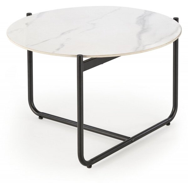 Tavolino da caffè Acuna effetto marmo bianco/nero - ø60/h40 cm