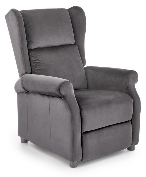 Poltrona reclinabile Agustin 2 in velluto grigio - H107 cm