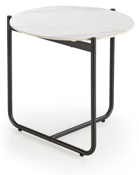 Tavolino da caffè Acuna S effetto marmo bianco/nero - ø50/h50 cm