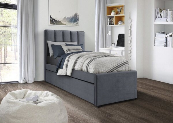 Letto Russo in velluto grigio - 90x200 cm