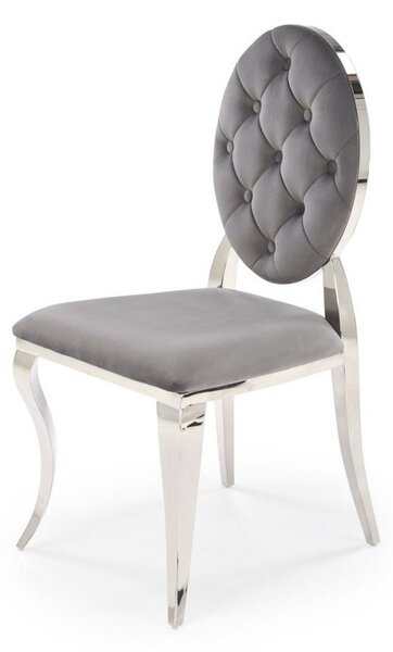 Sedia K555 velluto grigio velluto Blu14/argento