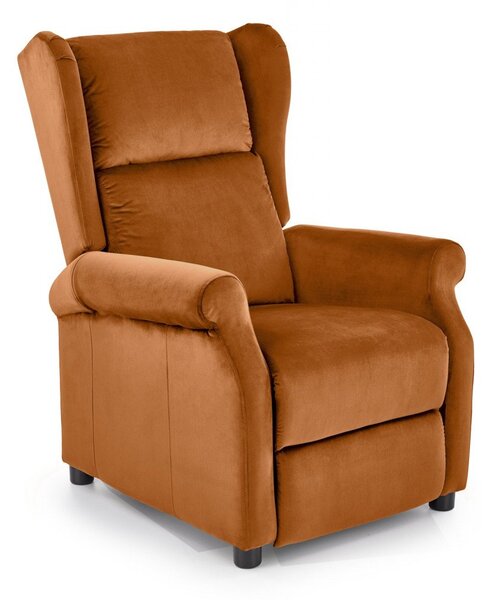 Poltrona reclinabile Agustin 2 in velluto cannella - H107 cm