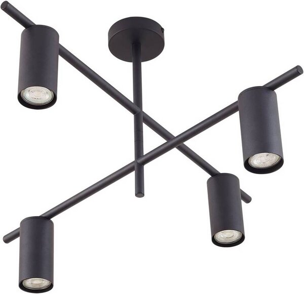 Plafoniera Lindby Marilou, nera, a 4 luci, Ø 70 cm
