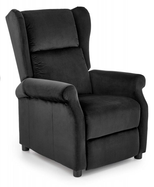 Poltrona reclinabile Agustin 2 in velluto nero - H107 cm