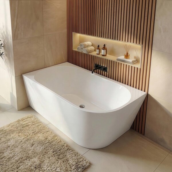 Vasca da bagno centro stanza Isia - 170 x 80 x 58 cm - Bagno bianco - Destra
