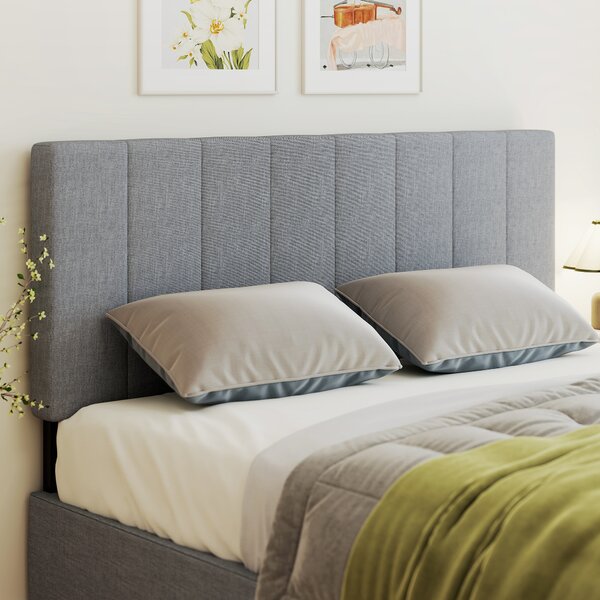 HOMCOM Testiera regolabile 3 livelli, imbottita con piedini in metallo, effetto lino 160x10x106/116/126 cm Grigio | Aosom Italy
