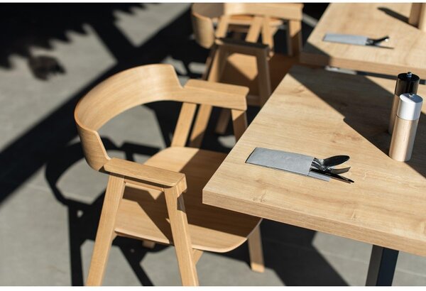 Sedia da pranzo di colore naturale in rovere massiccio con braccioli Flip – Gazzda