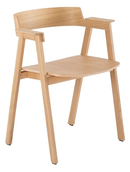 Sedia da pranzo di colore naturale in rovere massiccio con braccioli Flip – Gazzda