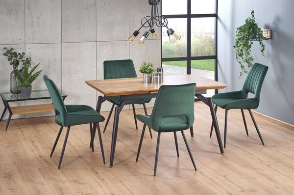 Set Cambell L140-180 + 4 sedie K404 in velluto verde