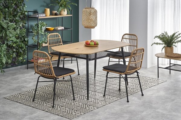Set tavolo Jackson L160 cm + 4 sedie K401 rattan naturale/nero