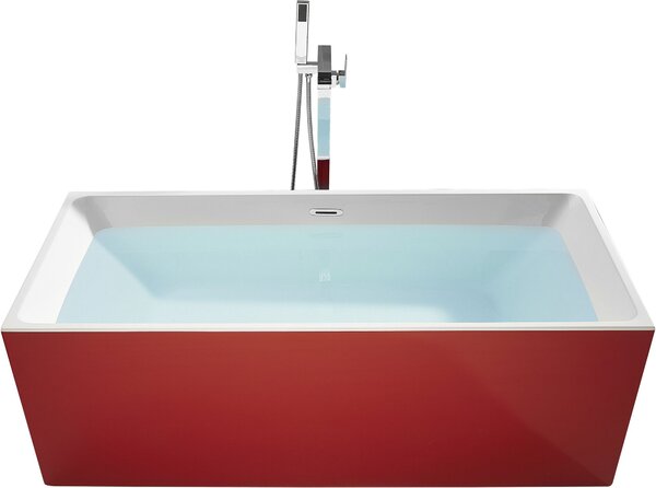 BELIANI Vasca da bagno rettangolare freestanding moderna in acrilico nero con illuminazione LED e getti