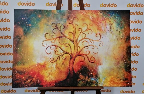 Quadro su tela – Albero della vita con astrazione dell'universo
