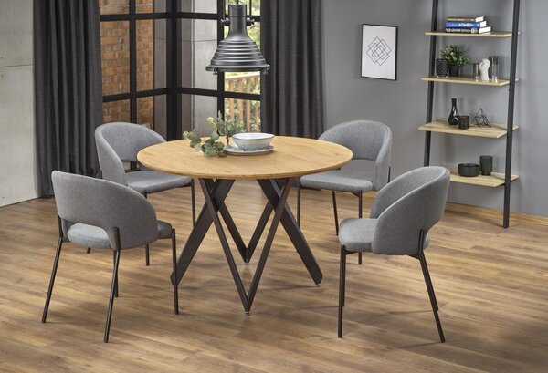 Set tavolo rotondo Mozambik ø120 cm + 4 sedie K373 grigio