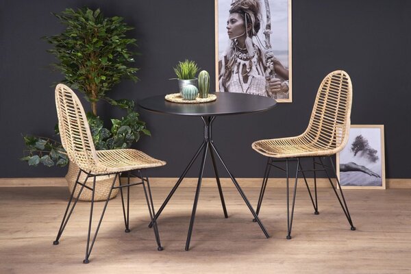 Set tavolo rotondo Fondi ø80 cm + 2 sedie K337 rattan naturale
