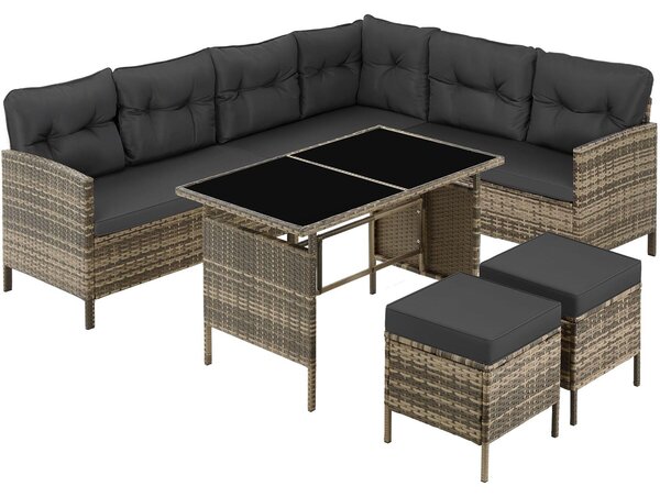 Tectake® Rattan Lounge Barletta per 6-8 persone resistente