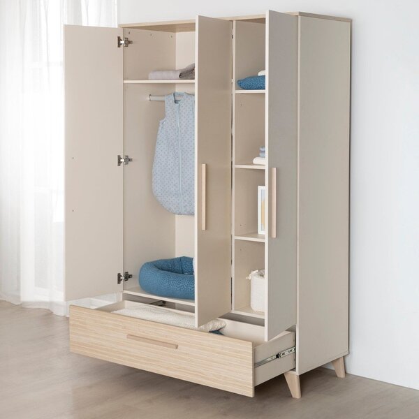 Armadio per bambini color crema/di colore naturale con effetto rovere 118x190x52 cm Sidney – Roba
