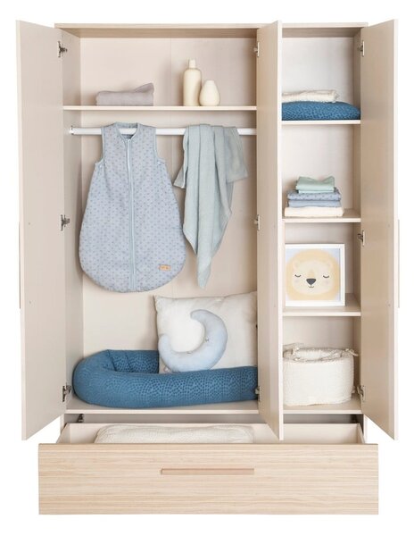 Armadio per bambini color crema/di colore naturale con effetto rovere 118x190x52 cm Sidney – Roba