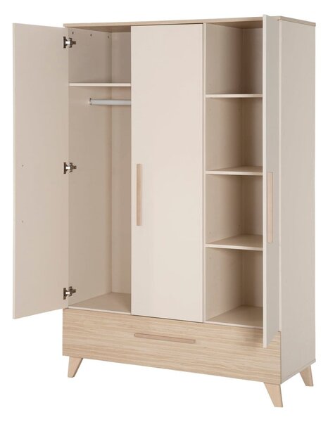 Armadio per bambini color crema/di colore naturale con effetto rovere 118x190x52 cm Sidney – Roba
