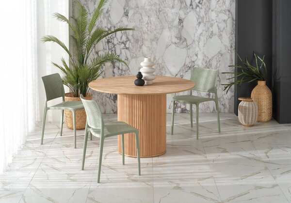Set tavolo rotondo Lopez + 4 sedie in plastica K514 menta