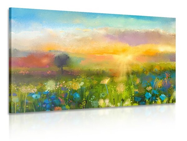Quadro su tela – Pittura a olio di fiori di campo