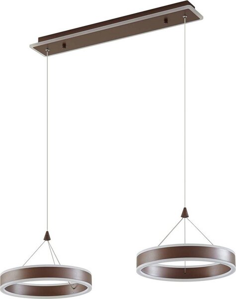 Lucande LED a sospensione Kolo, 86 cm, 2 luci, marrone, dimmerabile