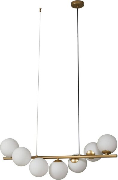 Lucande lampada a sospensione Isandro, 95 cm, oro, bianco, 7 luci, G9