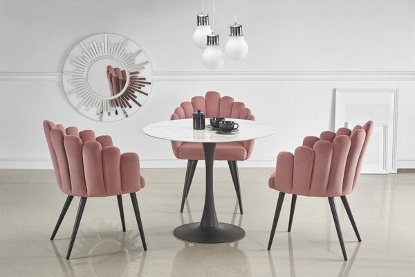 Set tavolo rotondo Ambrosio + 3 sedie K410 rosa/nero