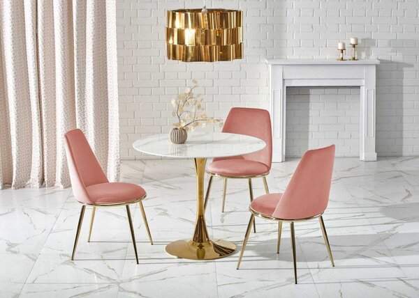 Set tavolo rotondo Casemiro + 3 sedie K460 colore rosa/oro