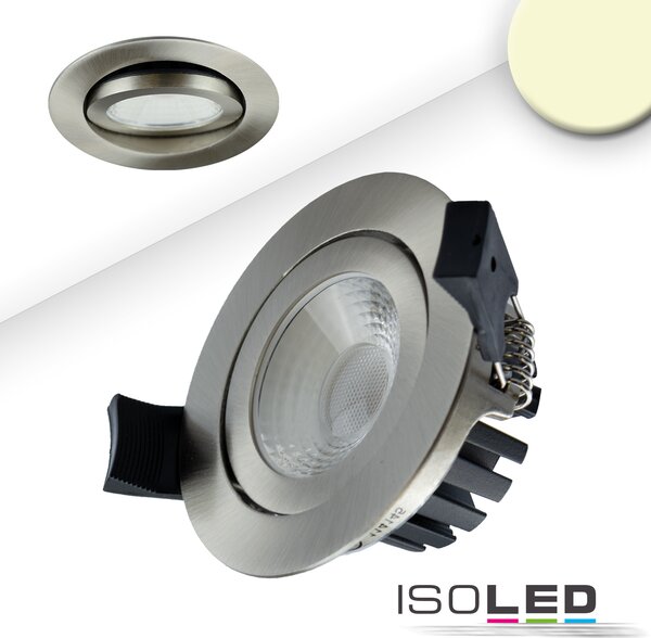 Faretto da incasso LED, argento, 8W, 36°, rotondo, bianco caldo, IP65, dimmerabile