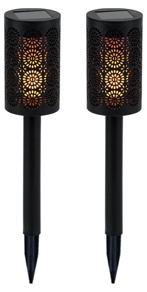 Set di 2 luci LED per esterni, torcia solare, nero, D 6,6 cm