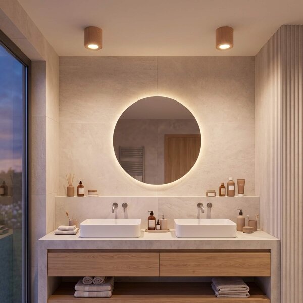 BRILAGI -Luce Spot da bagno MIA 1xGU10/30W/230V 84x80 mm decorazioni in rovere IP44