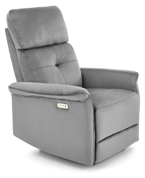 Poltrona reclinabile Semir in velluto grigio - H108 cm