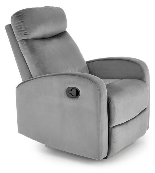 Poltrona reclinabile Wonder in velluto grigio - H98 cm