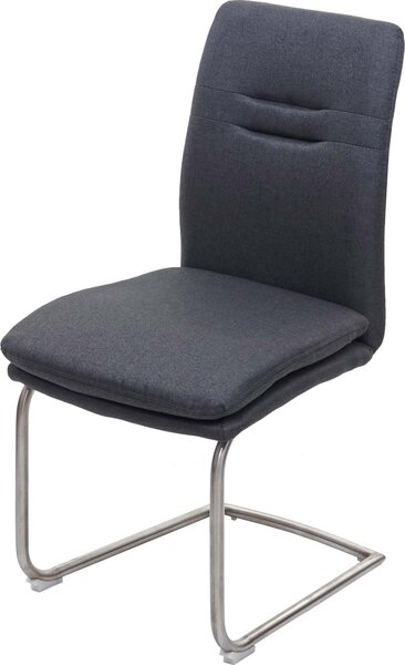 Sedia da sala da pranzo | A x L x P 92 x 47 x 57 cm | Altezza seduta 49 cm | Tessuto/tessuto Acciaio inossidabile spazzolato | Grigio scuro | Sedia da cucina Sedia a sbalzo Sedia con schienale