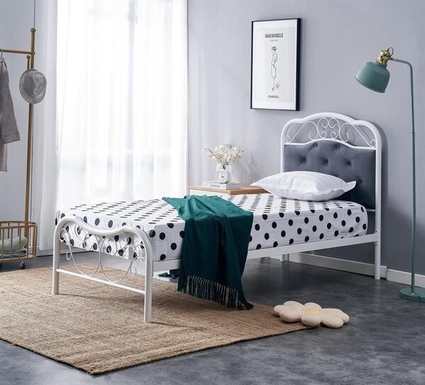 Letto Fabrizia in metallo bianco - 90x200 cm